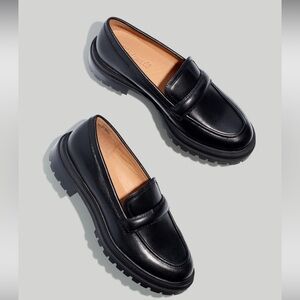 Madewell Black Lugsole Leather Loafers